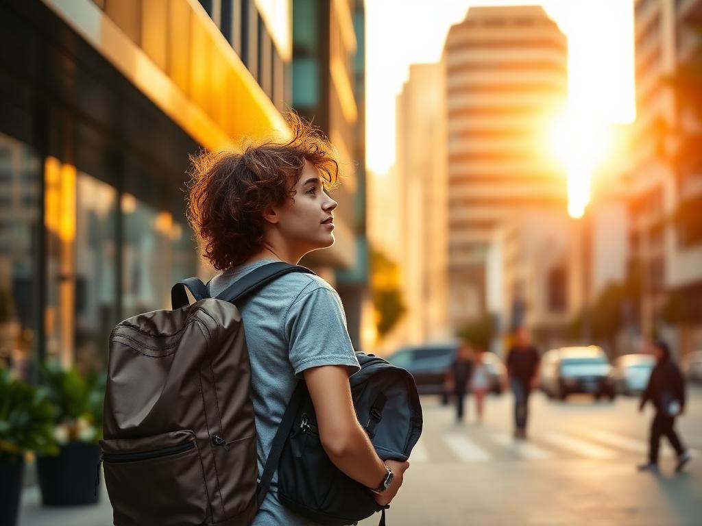 Traveller exploring an international city street